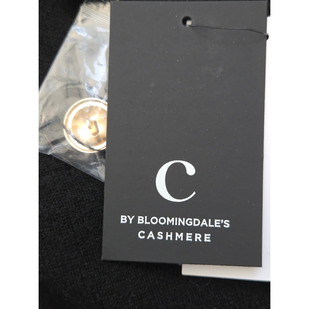 C by Bloomingdale's Cashmere Button Sweater Womens XS Black NWT $218 V11567 - Picture 5 of 6